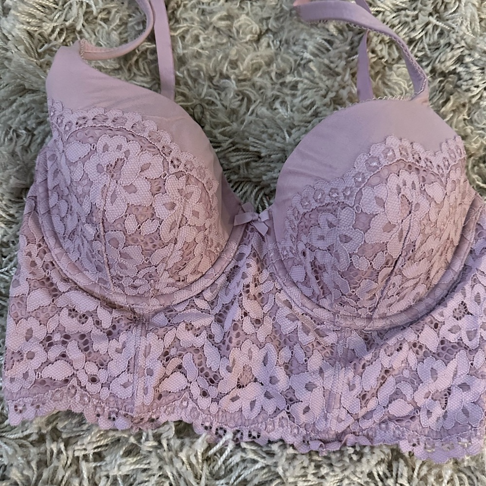 Victoria's Secret Lavender Lace Longline Bra